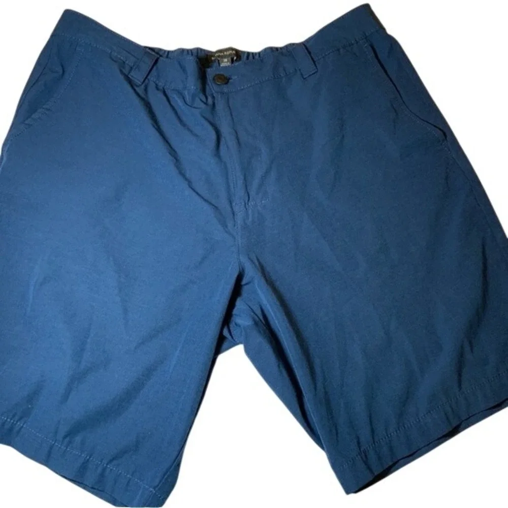 Banana Republic Men's 38 Comfort Flat Front Shorts Stretch Polyester‎ Blue